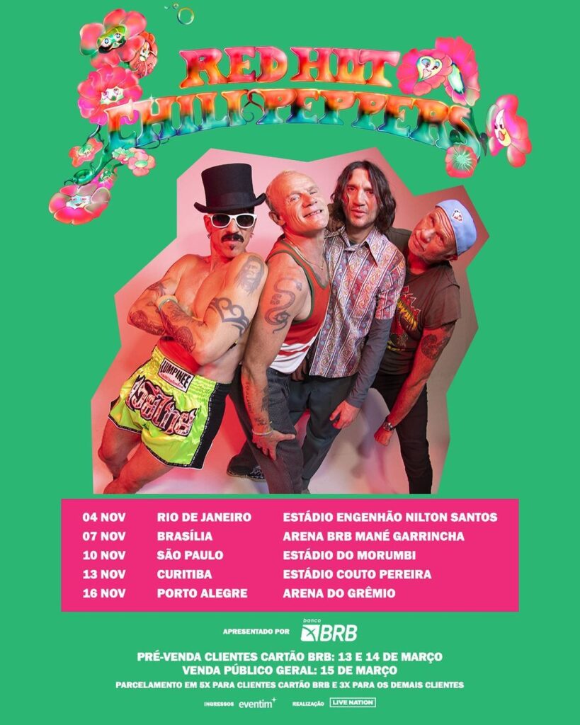 Red Hot Chili Peppers no Brasil ingressos para São Paulo, Curitiba e